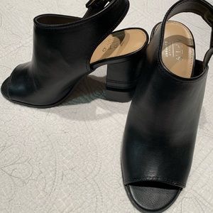 Black Women’s Peep-Toe Clogs